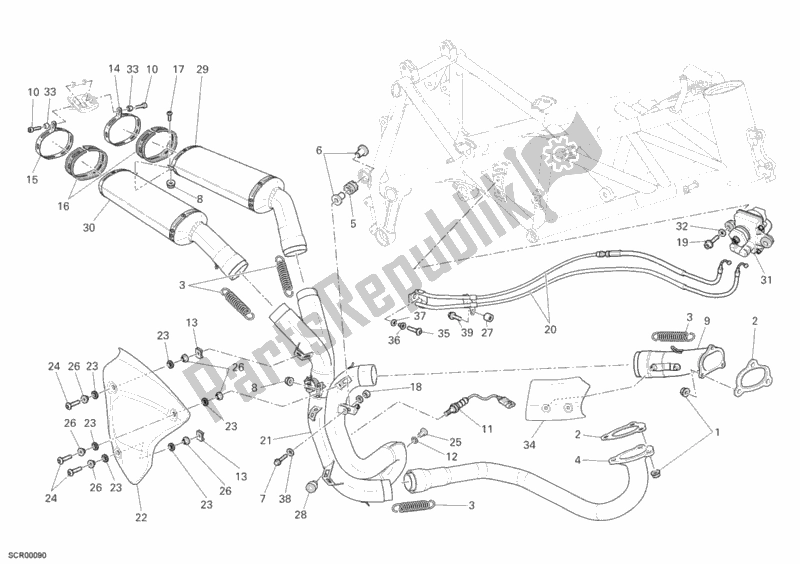Toutes les pièces pour le Système D'échappement du Ducati Superbike 1098 S 2007
